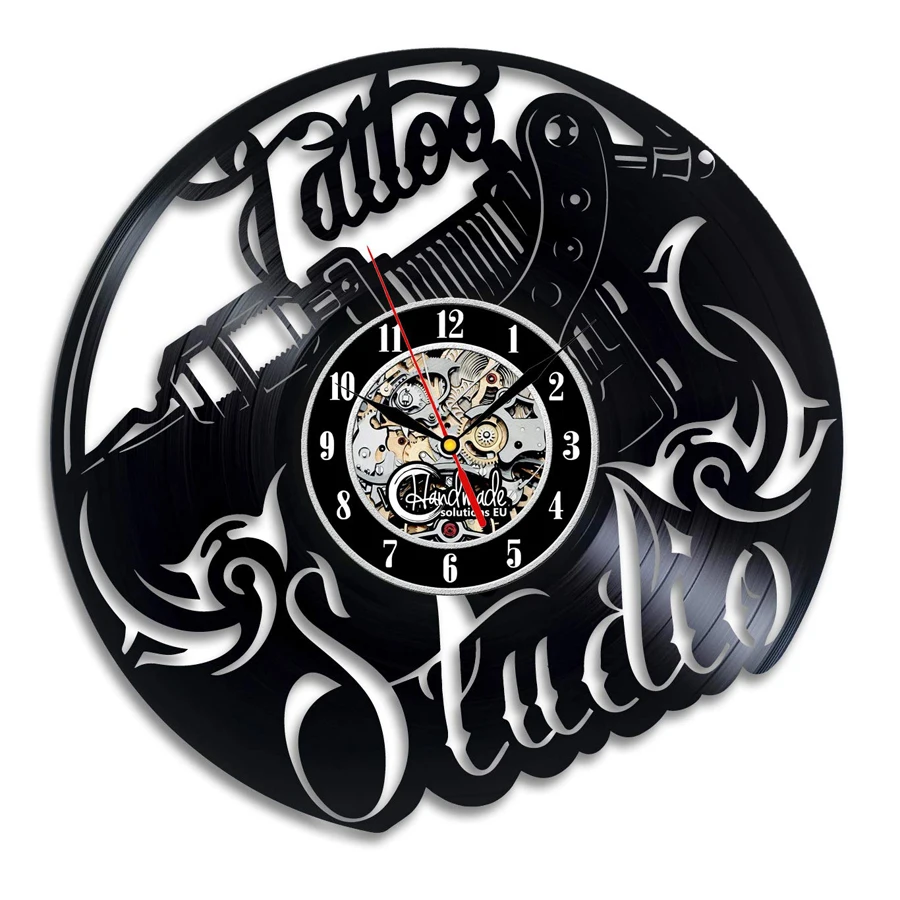 12 дюймов тату студия настенные часы современный дизайн машина магазин виниловые