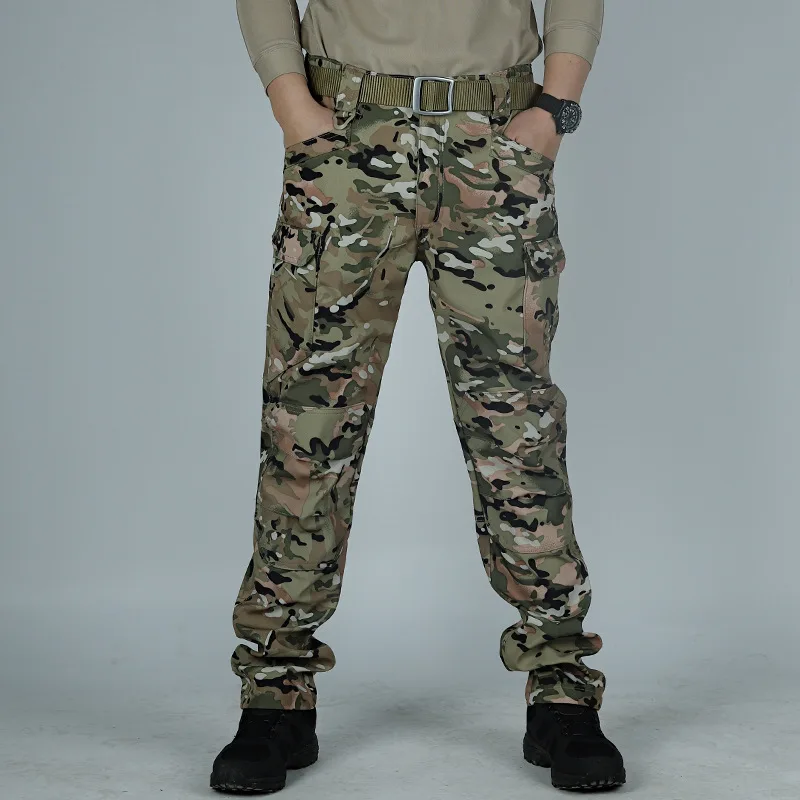 

S-3XL Men Casual Cargo Pants Elastic Outdoor Hiking Trekking Army Tactical Sweatpants Camo Military Combat Multi Pocket Trousers