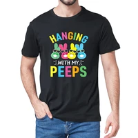 unisex hangin with my peeps cute bunny easter family gift mens 100 cotton short sleeve t shirt funny streetwear soft women tee