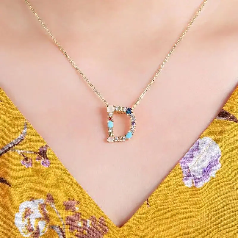 Ожерелье из циркония с 26 буквами цирконий микроинкрустацией меди подвеска |