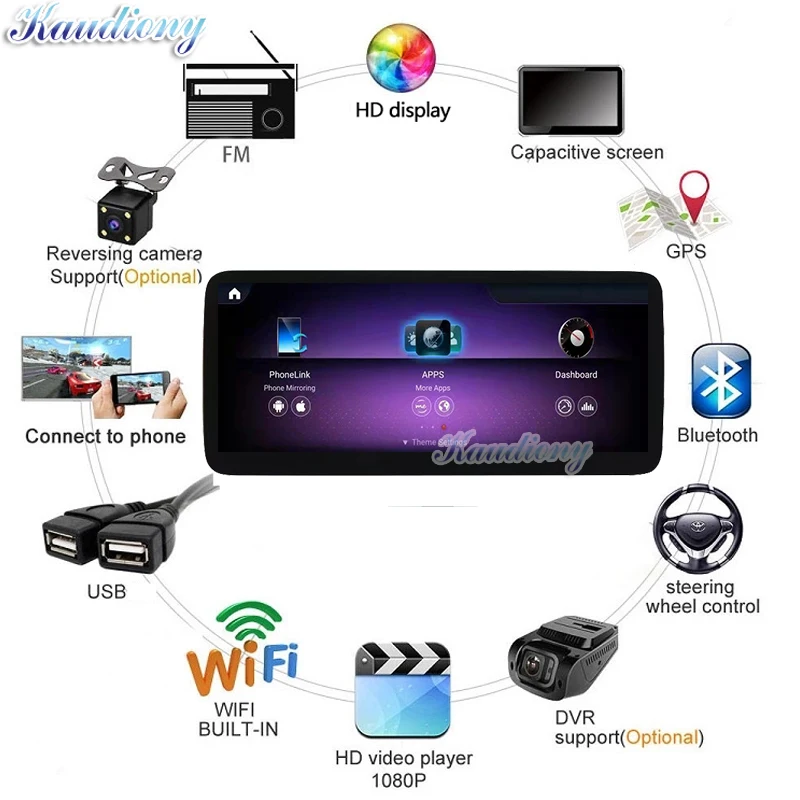 Автомагнитола Kaudiony на Android 11 мультимедийный проигрыватель с GPS-навигацией 4G DSP
