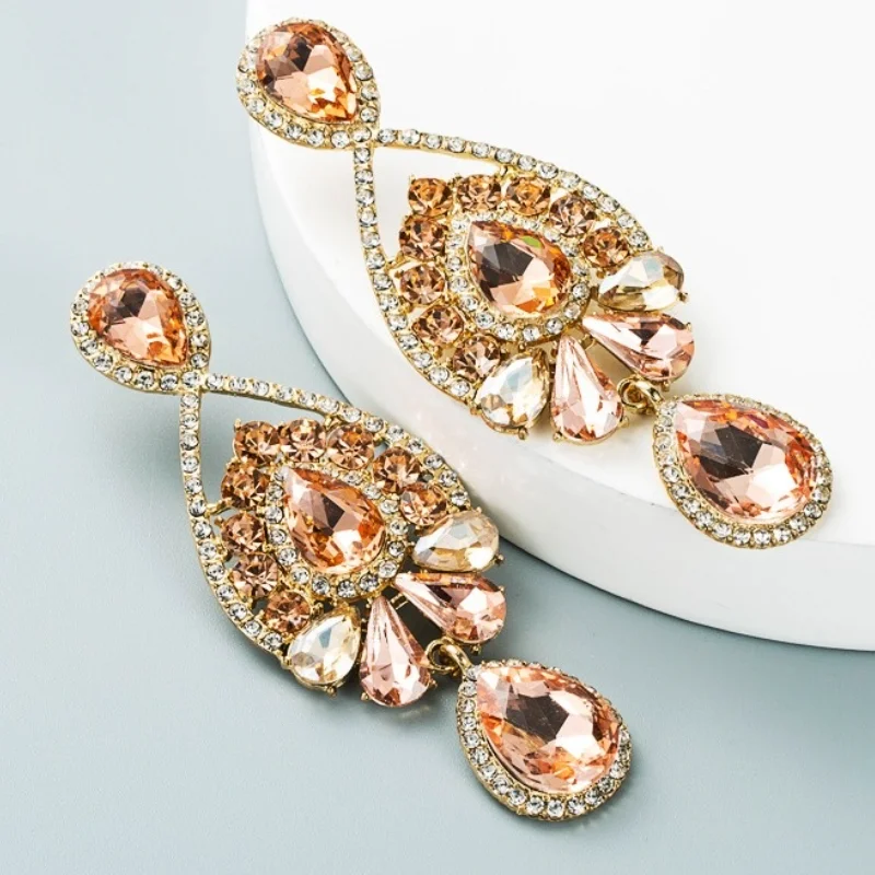 

Exaggerated Personality Multi-color Rhinestone Earrings Wholesale