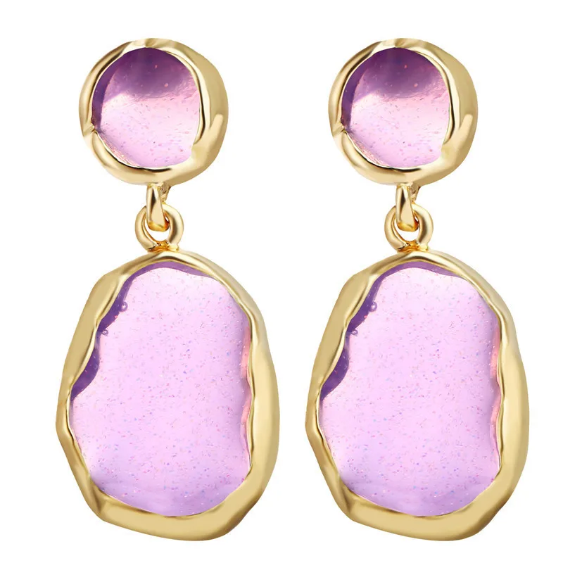 

Korean New Design Fashion Earring Jewelry Transparent Acrylic Earrings For Women Gold Metal Geometric Dangle Earrings