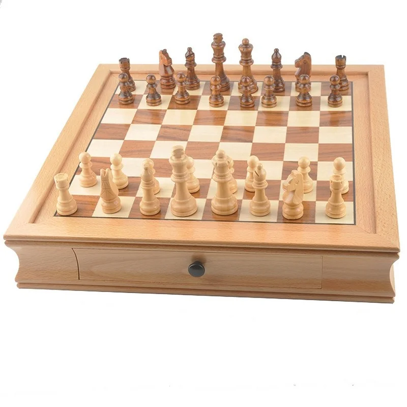 

New Product 12.5-inch Desktop Walnut Chessboard, Beech Veneer Chessboard, Solid Wood Magnetic Chess