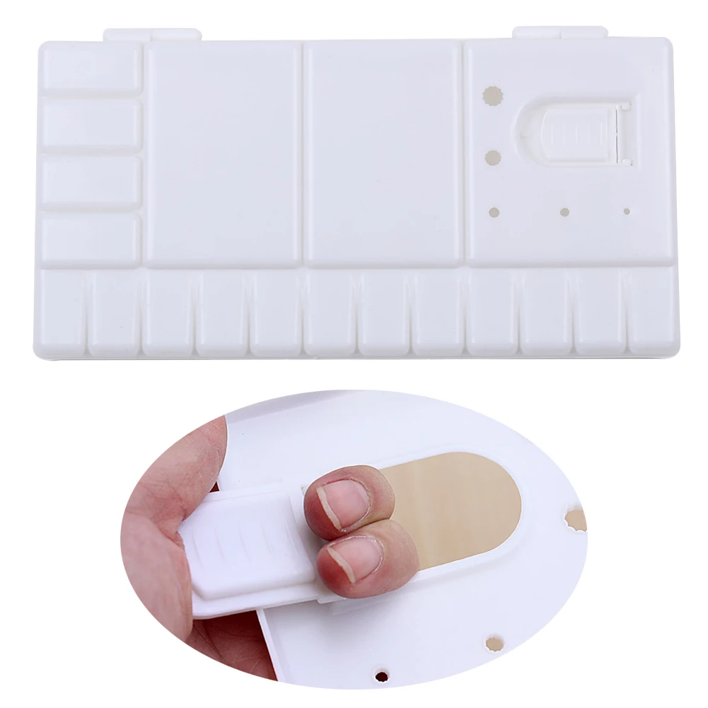 

33 Grid Watercolor Tool Foldable Artist Paint Palette Plastic Storage Finger Hole Painting White Empty Tray Box Art Supplies