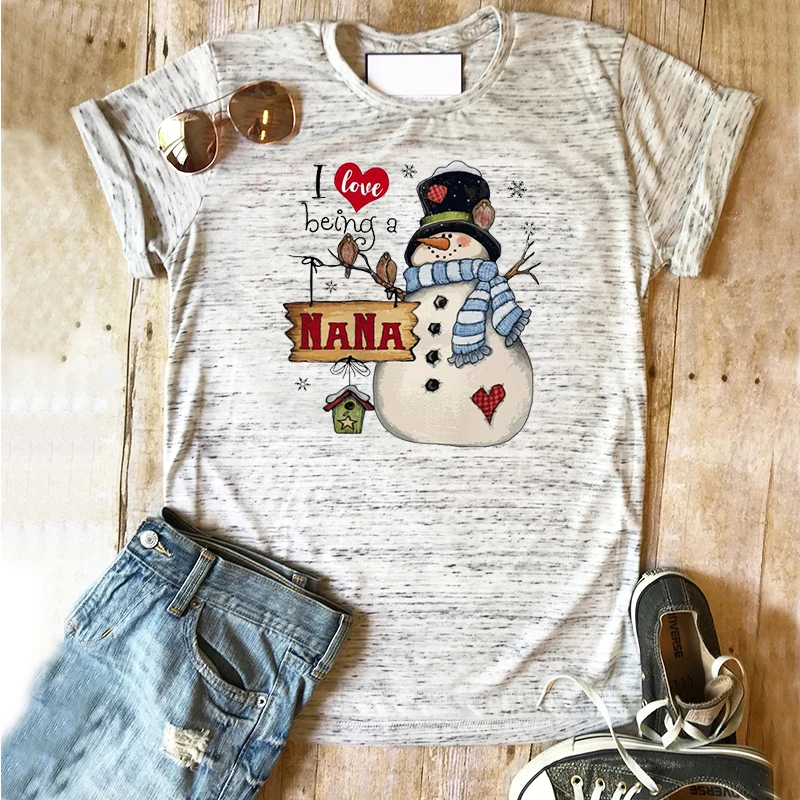 

Vintage Snowman I Love Being Christmas Tshirt Women Graphic Tees Girl Streetwear Plus Size Print O-Neck 2020 Gothic