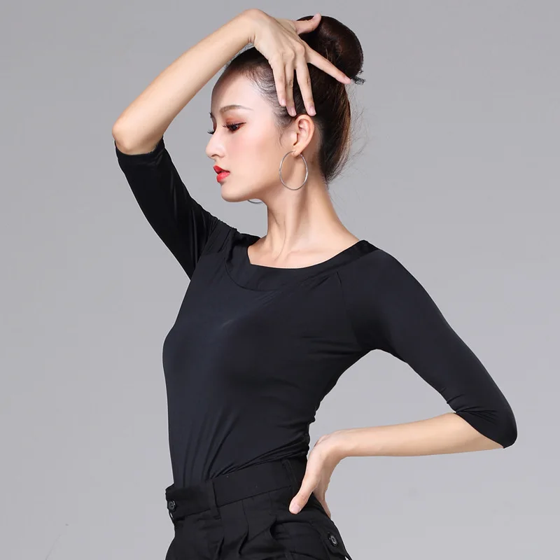 Latin Tops Women Dance Basic Clothing Dancewear Sexy Modern Ballroom Samba Tango Flamengo Dancing Practice T-shirt Costume | Тематическая