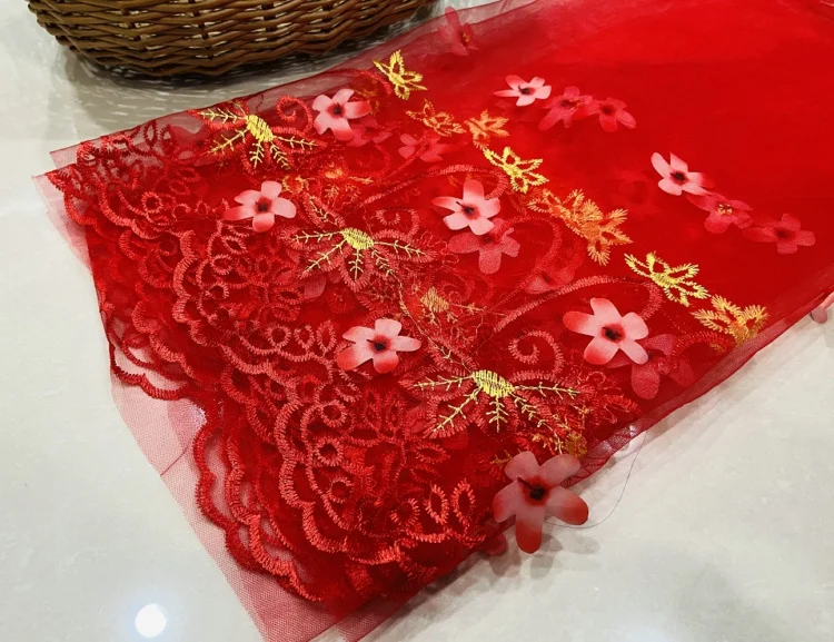 Сетчатая кружевная ткань с вышивкой 1 метр | Дом и сад