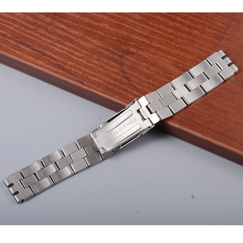 

17*19mm 20*22mm Solid Stainless Steel Watchband For Swatch YCS YAS YGS IRONY Watch Band Strap Wrist Bracelet Silver Logo On