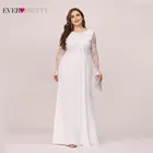 Вечерние платья Длинные 2020 Ever Pretty EZ07771 элегантные кружевные платья русалки с длинным рукавом и круглым вырезом размера плюс для матери невесты