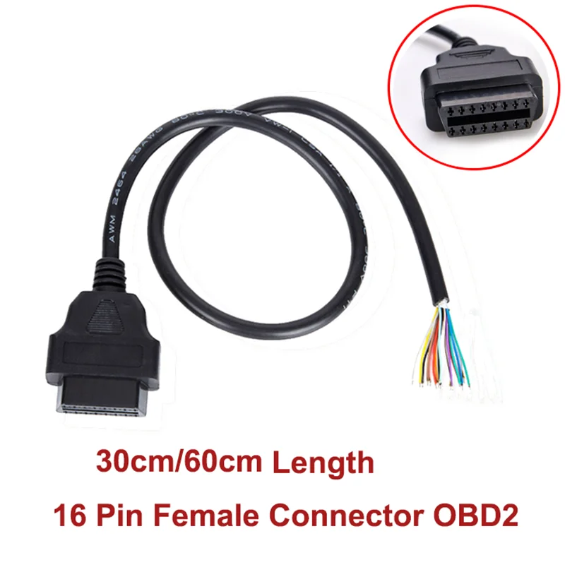 

Кабель-удлинитель OBD2 с 16-контактным разъемом, 30 см, 60 см, 2 м