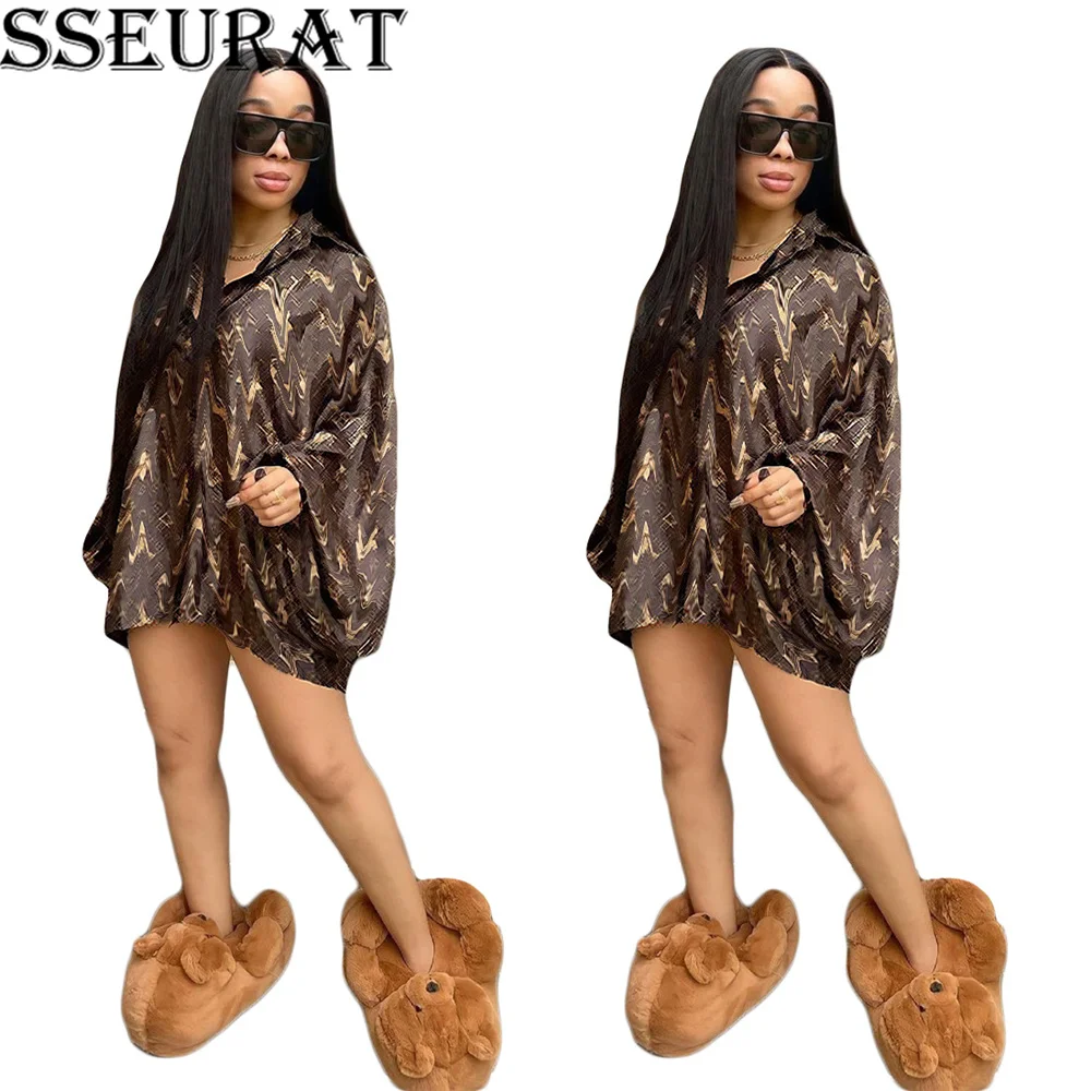 

SSEYRAT Women Print Blouses Style for Streetwear Fashion Long Sleeve Button Up Loose Shirt Autumn