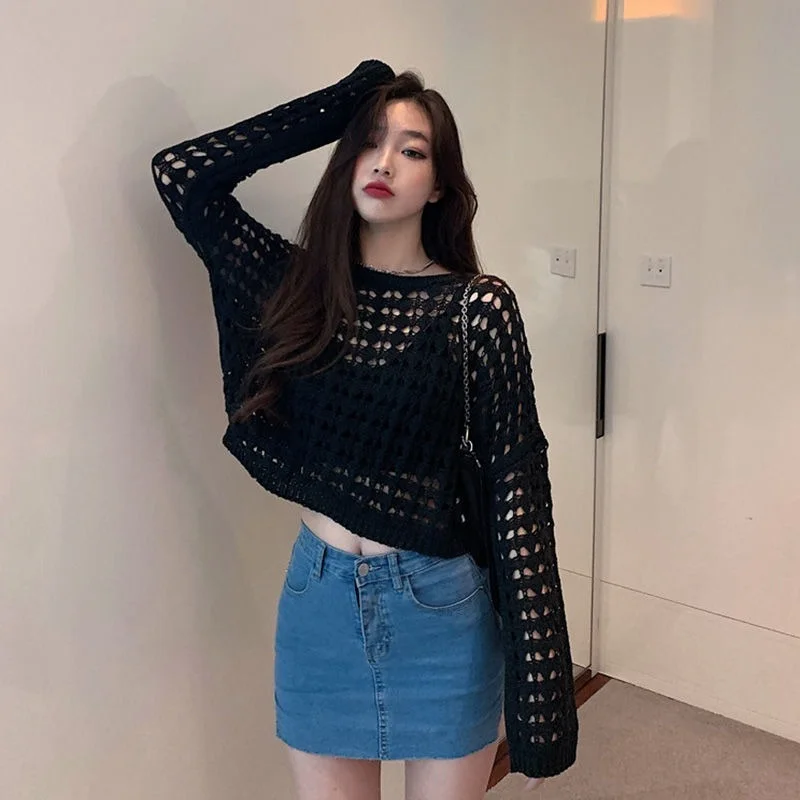 Пуловер Tonngirls женский с вырезами пикантная простая уличная одежда круглым