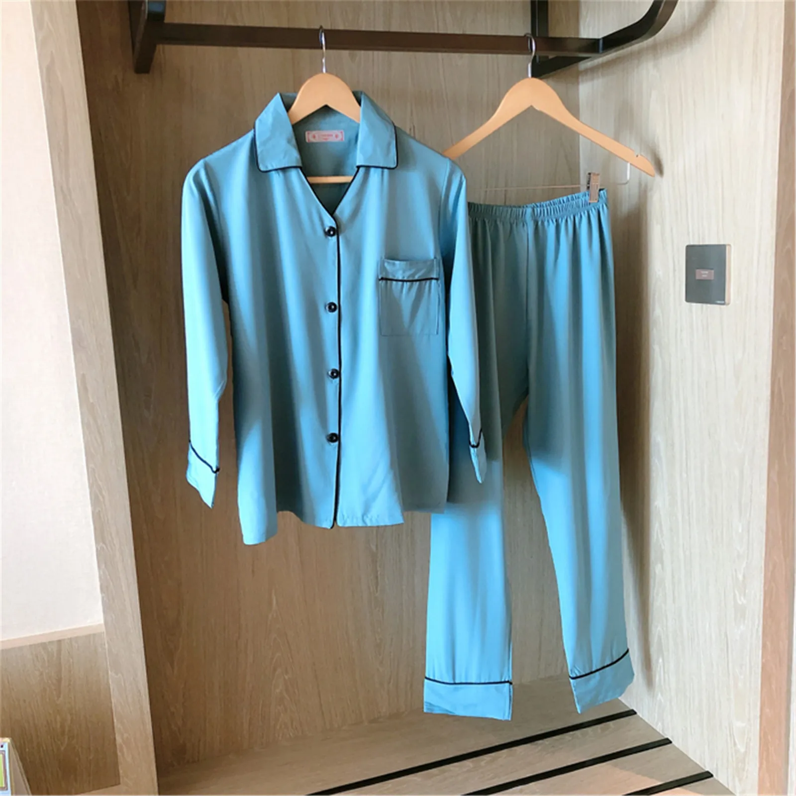 Foply Women Pajamas Pj Set Fashion White Shirts Pants Sets Elegant Homewear Turn-down Collar Long Sleeve Sleepwear Spring Autumn