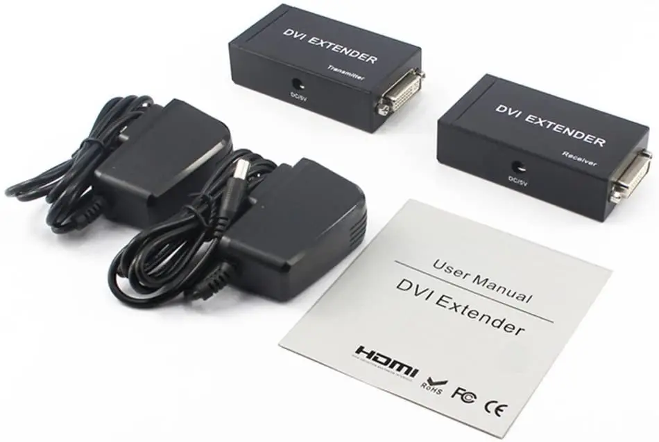 Фото Удлинитель DVI длиной 60 м, 196 футов через кабель RJ45 с поддержкой EDID 1080P 3D (в комплект входит передатчик и приемник) №5