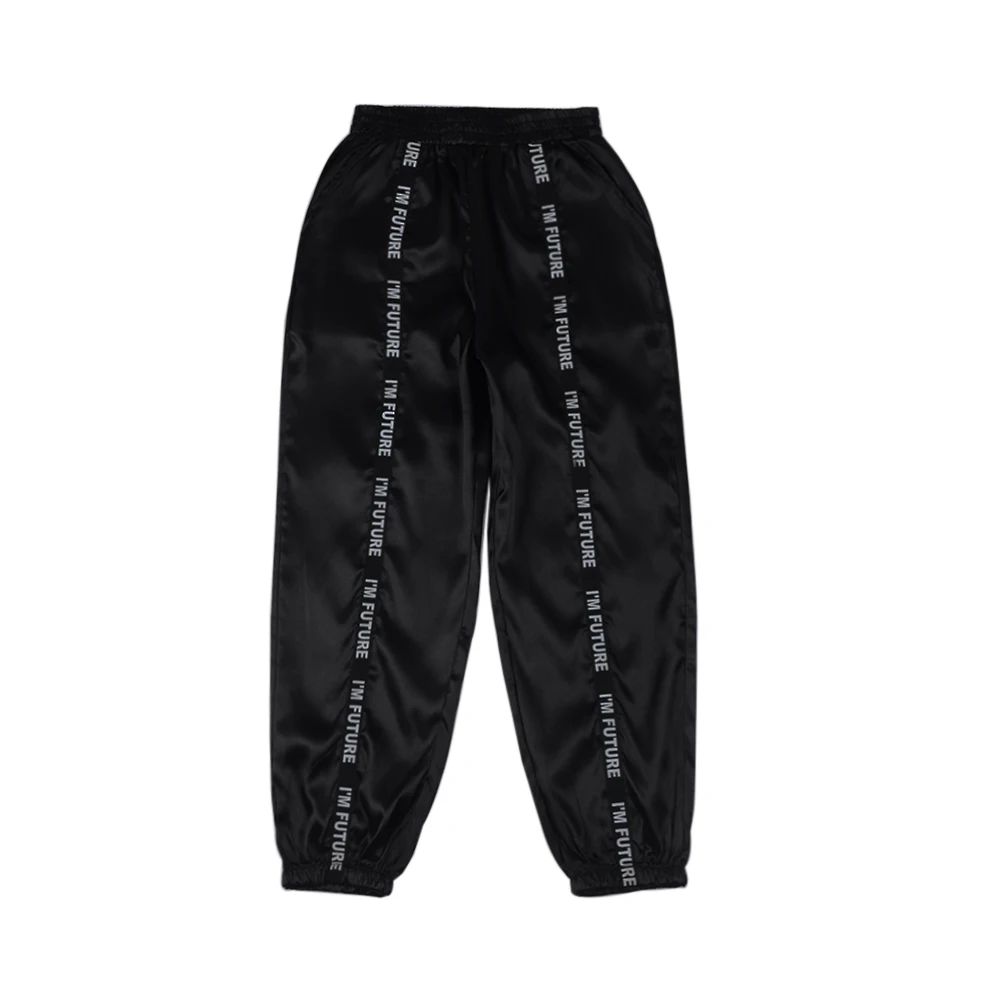 Sfit Женские глянцевые спортивные брюки с лентами, BF Harajuku Joggers, женские спортивные брюки, сатиновые яркие брюки BF Joggers, брюки