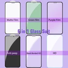 RUZSJ 6 в 1HD антибликовое Защитное стекло для iPhone 12 11Pro Max XR матовое закаленное стекло для iPhone 7 8 противозеленое стекло