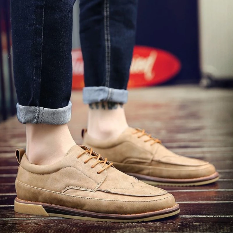 

Autumn 2021 New Men's PU Leather Lace Up Fashion Round Head Casual Men's Shoes Board Shoes Comfortable Hot Sale 5KE346