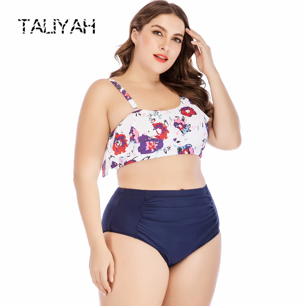 Комплект бикини с оборками 2019 Новое привлекательное плюс размер женский