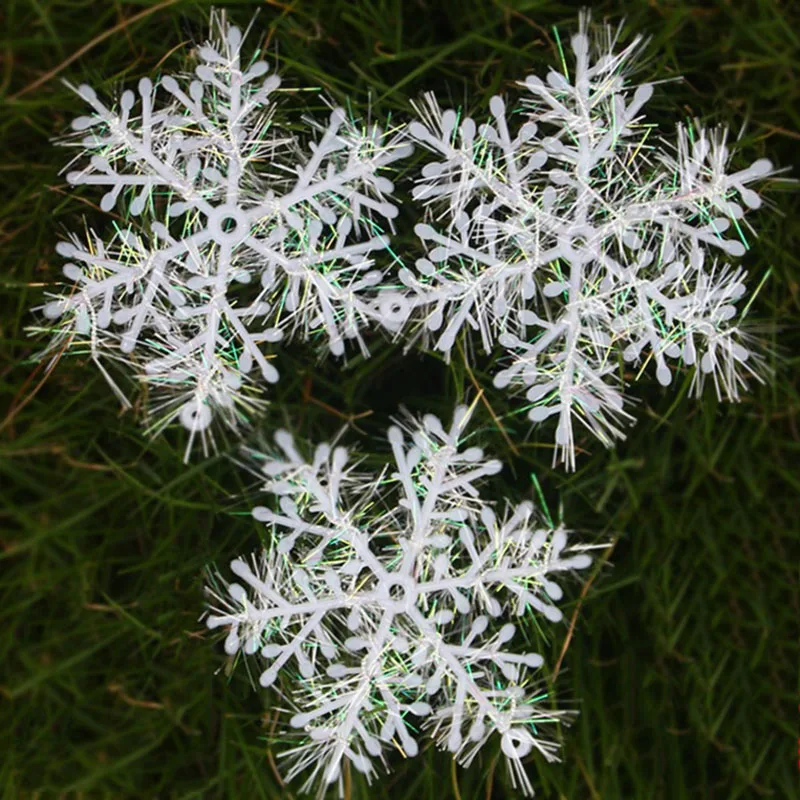 

Christmas Tree Decoration White Snowflakes 6cm-18cm Plastic Artificial Snow Home Decorations 2020 Happy New Year Party Supplies