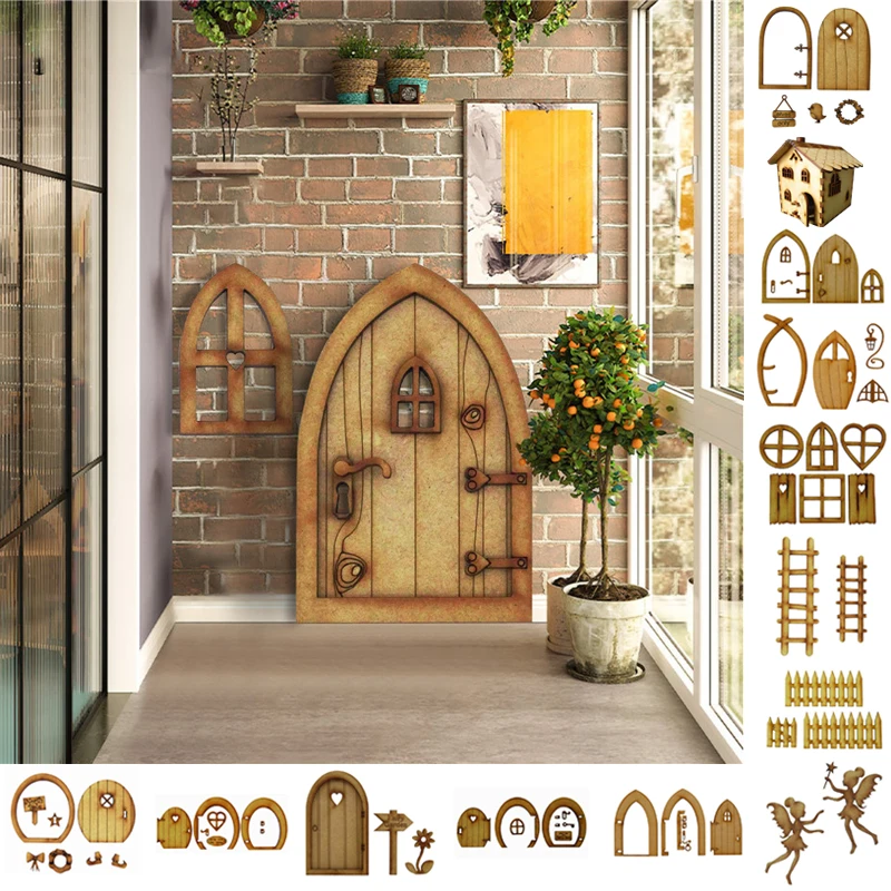 handmade doll house fairy wooden accessories mini dollhouse miniature house model wooden gnome mouse elf door craft kit free global shipping