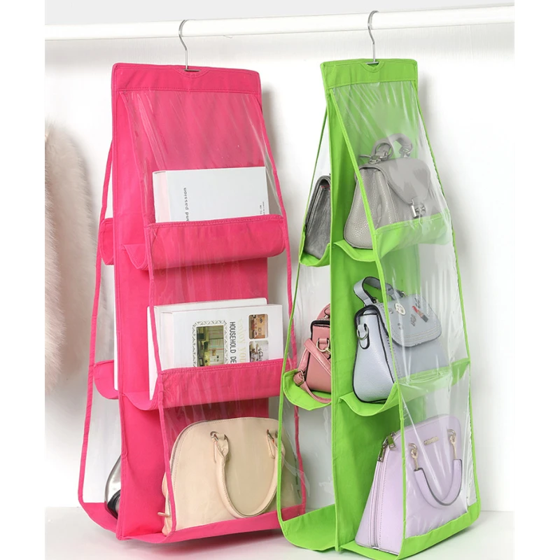 

1Pcs Hanging Handbag Organizer Double-sided multi-layer transparent dustproof home wardrobe bag clothes Finishing Storage Bag