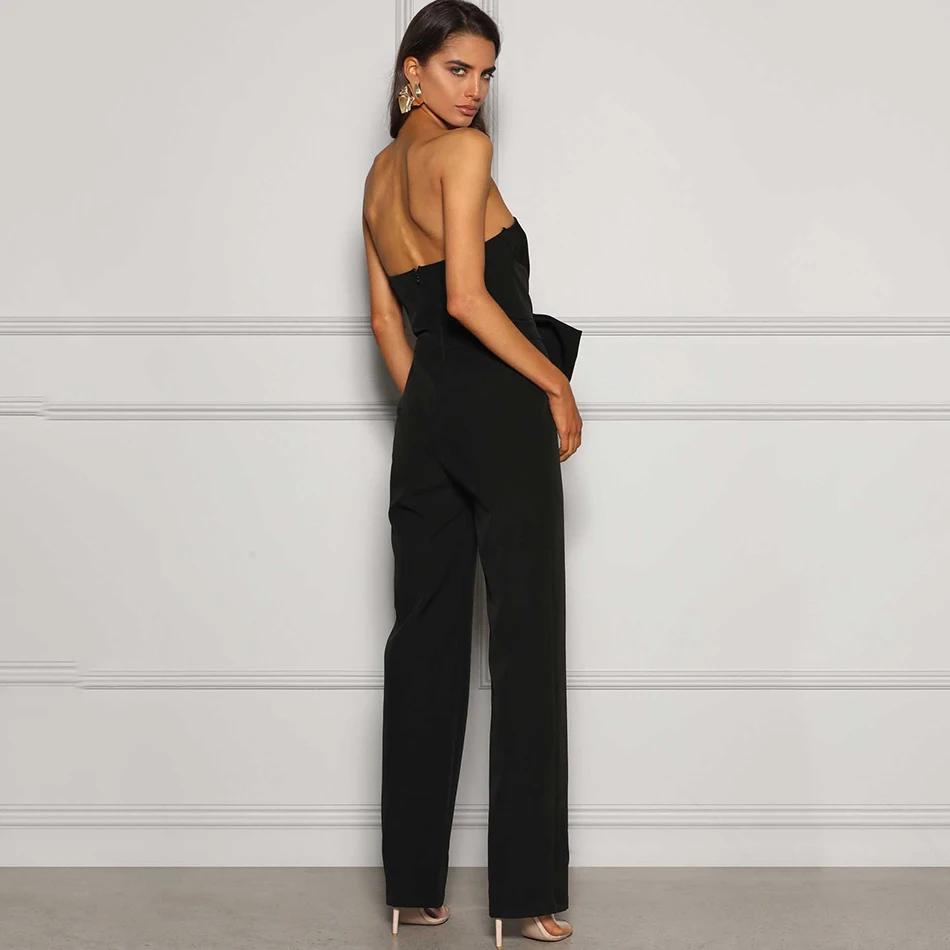 

High-Quality 2020 Summer Women'S Strapless Bow Jumpsuit Bodycon Elegant Celebrity Club Party Jumpsuit