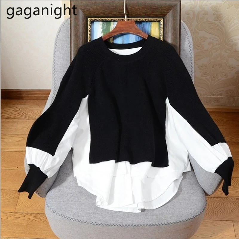 

Gaganight, женский свитер в стиле пэчворк, модные повседневные свободные пуловеры, Осень-зима, женский джемпер для офиса, шикарный корейский жен...