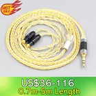 LN007304 8 Core ручная работа цвет серебристый, Золотой покрытием плетеный кабель для наушников для Shure SRH1540 SRH1840 SRH1440 наушников