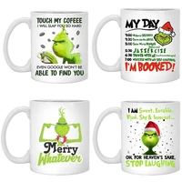 christmas home decoration green fur monster grinch the grinch ceramic coffee mark cup christmas gift new year gift child gift