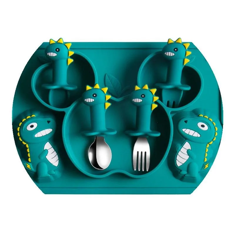 

Baby Silicone Dinner Plate, Infant Training Subdivision Complementary Food Bowl, One-Piece Anti-Fall Suction Tableware