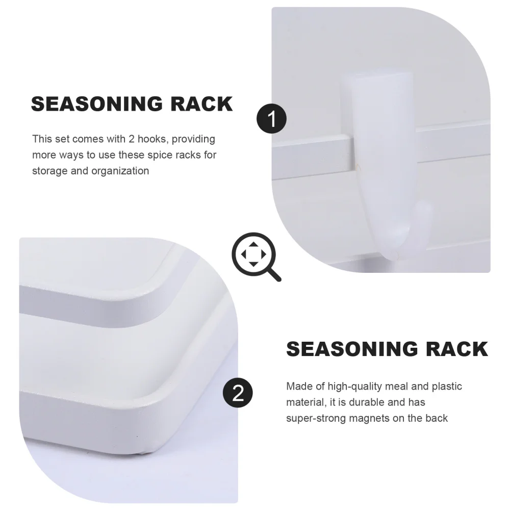 

1 Set Refrigerator Magnetic Organizer Shelf Kitchen Magnetic Spice with 2 Hooks