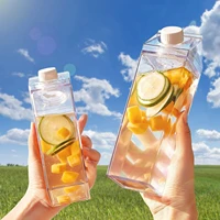 500ml clear milk shape water bottle box reusable shape plastic milk juice storage cup box outdoor sports tour camp drinking cup