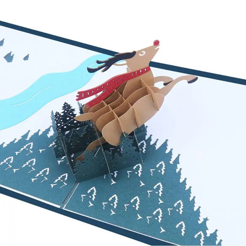 3D Рождественские Украшения Красочная елка поздравительная открытка лазерная резка конверт открытка полый резной подарок ручной работы