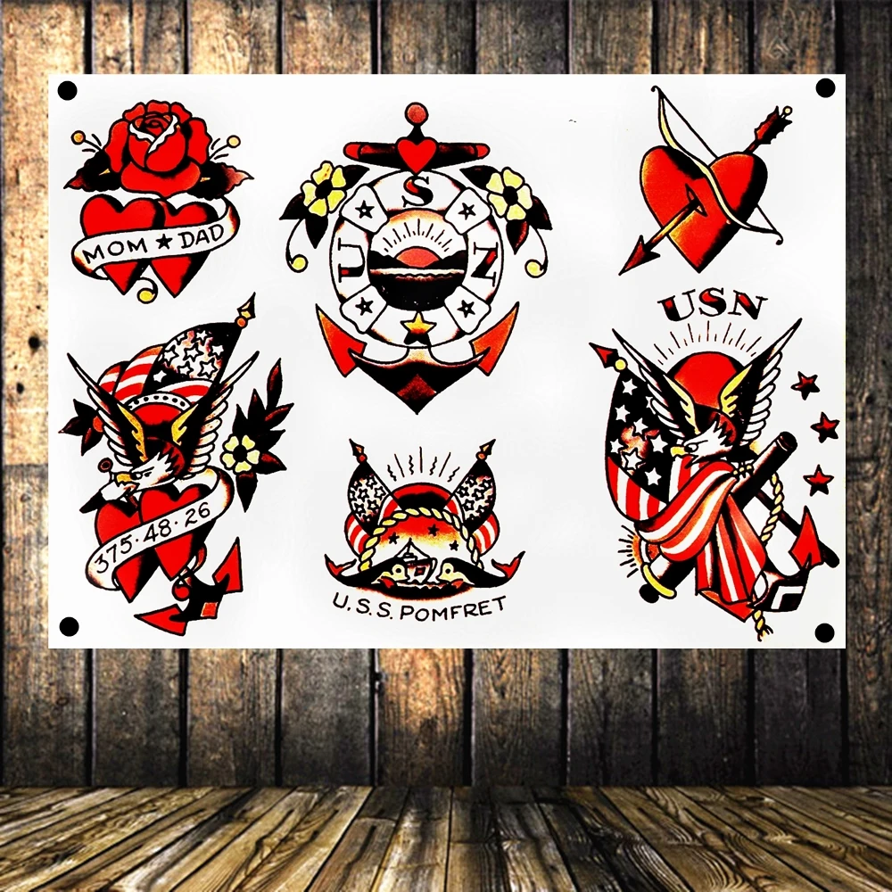 Тату-плакаты баннеры и флаги флип-карта Холст Картина Настенная Наклейка гобелен