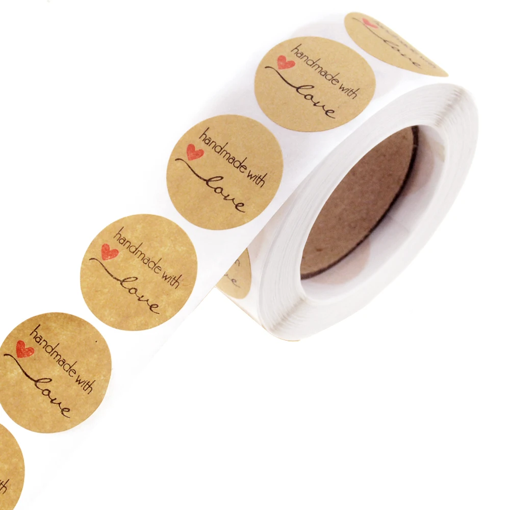 500 шт./рулон наклейки из натуральной крафт бумаги|Украшения своими руками для