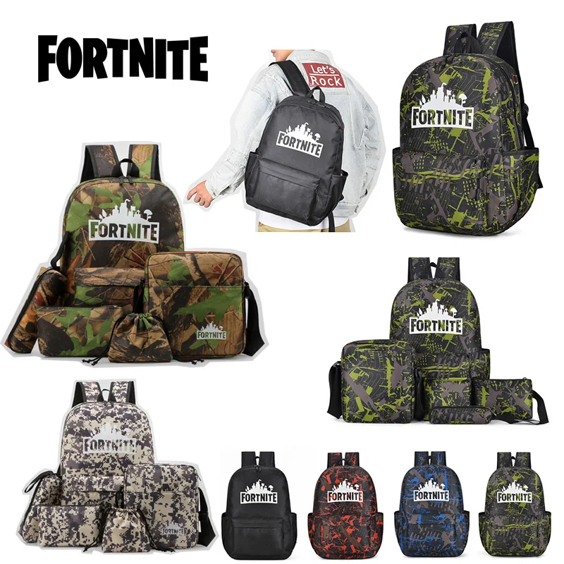 

5pcs/set Fortnite game luminous school bag men and women study bag for teenagers unisex campus kids large-capacity backpack gift