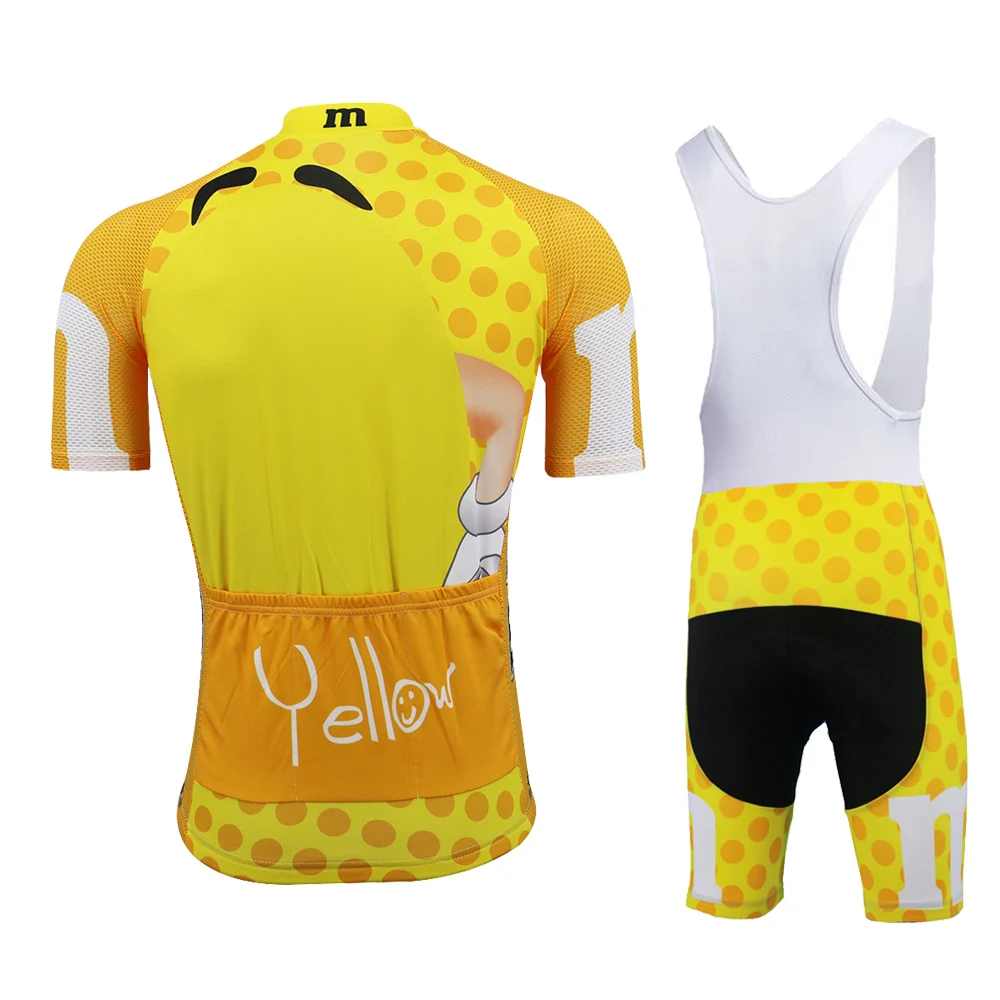 Желтый Велоспорт Джерси для мужчин с коротким рукавом и велотрусы гелевая