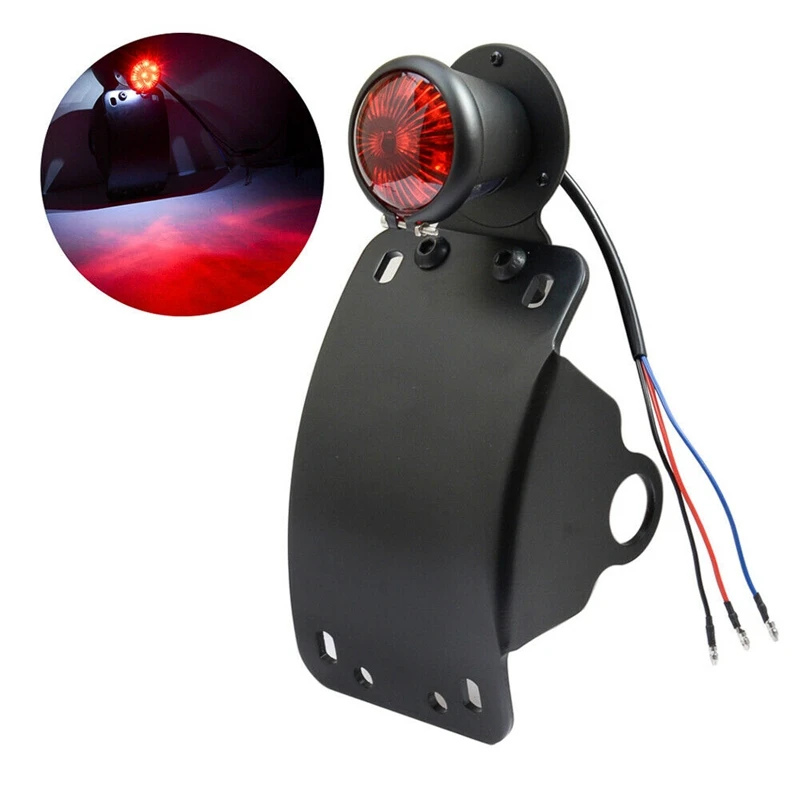 

1 Inch Side Mounted Curved License Plate Bracket Stop Tail Light Fit For Motorcycle