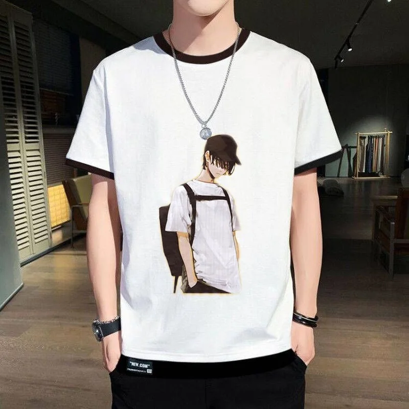 

Футболка мужская с коротким рукавом, Повседневная Свободная универсальная рубашка с имитацией двух предметов, с принтом в западном стиле, л...