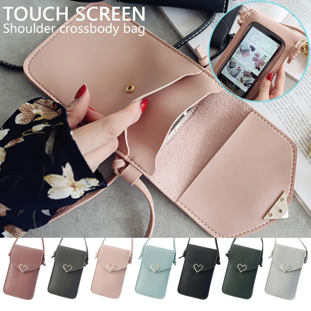 

Touch Screen Cell Phone Purse Smartphone Wallet Leather Shoulder Strap Handbag Women Bag Mini Crossbody Bag Wallet 2020 New Bag