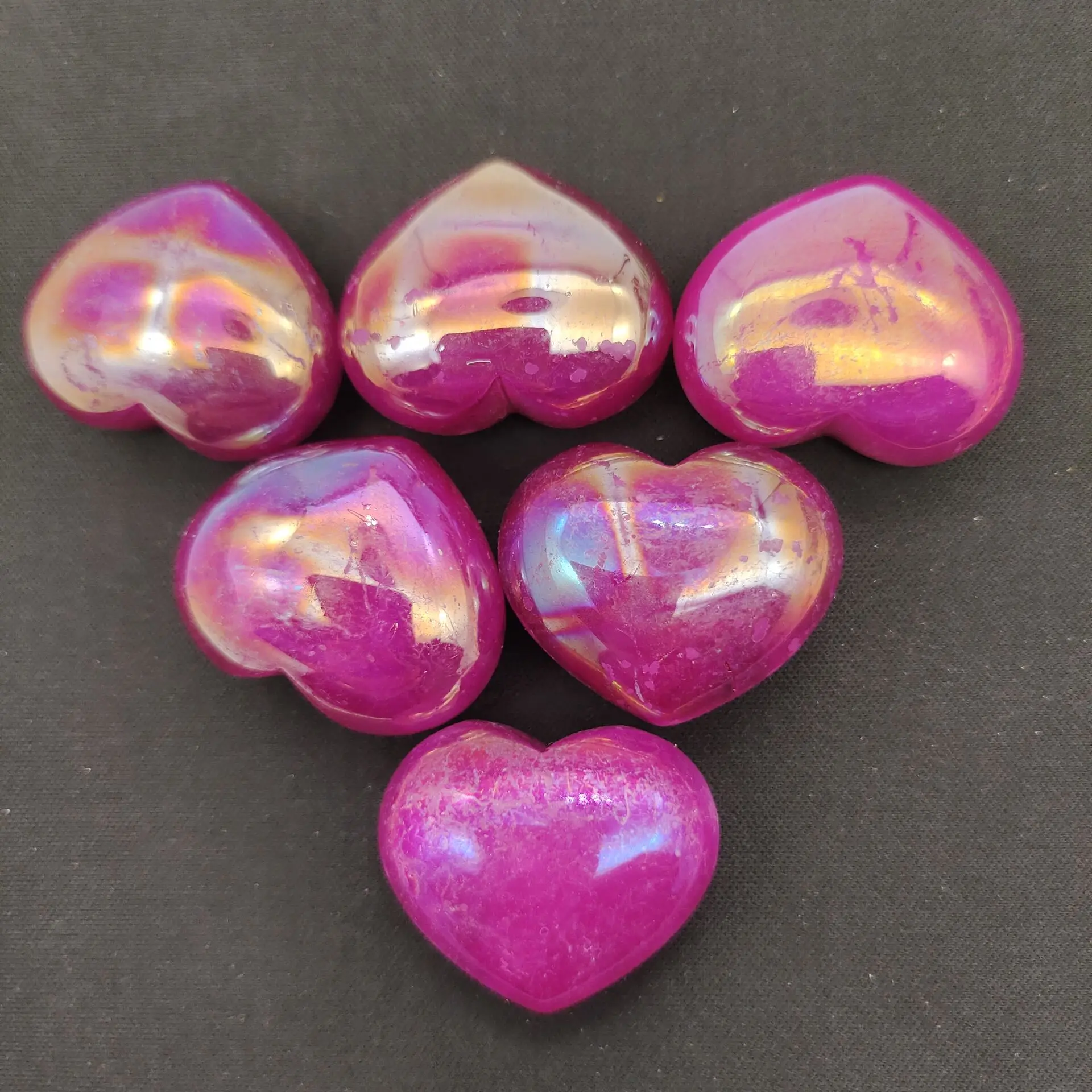 

2pcs Natural electroplate seven color crystal heart, reiki healing beautiful crafts home decoration decoration