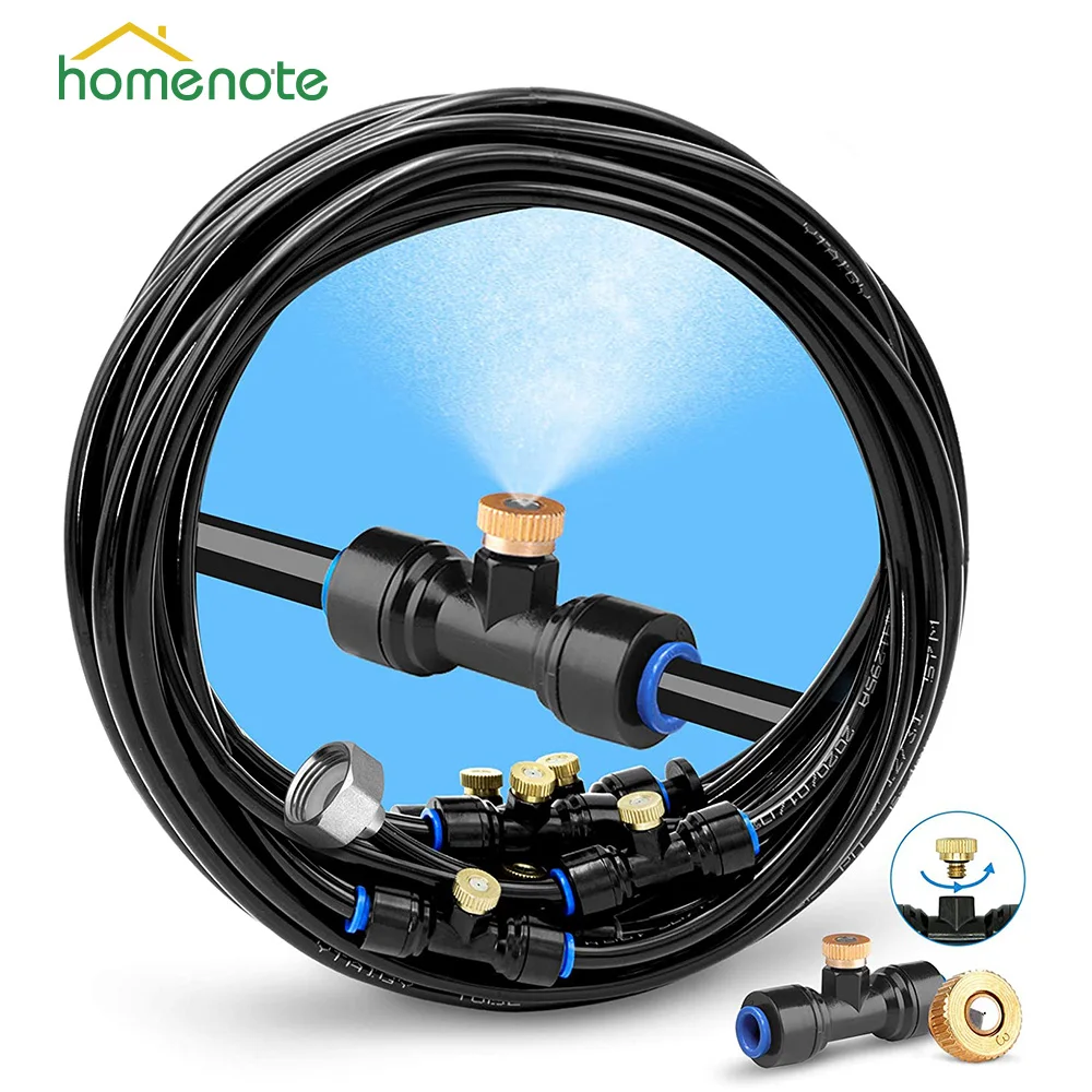 

Homenote Watering System for Patio Garden Greenhouse Waterpark Misting Cooling System 18M Misting Line 26 Brass Mist Nozzles