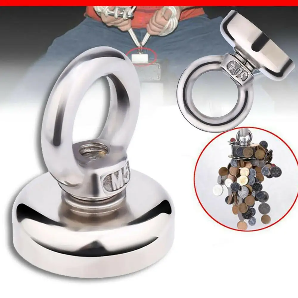 Мощный круглый неодимовый магнит сильный для поиска крючков морское рыболовное