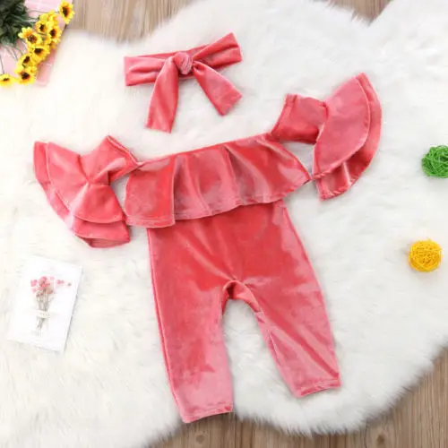 

2 шт., детский бархатный комбинезон с открытыми плечами