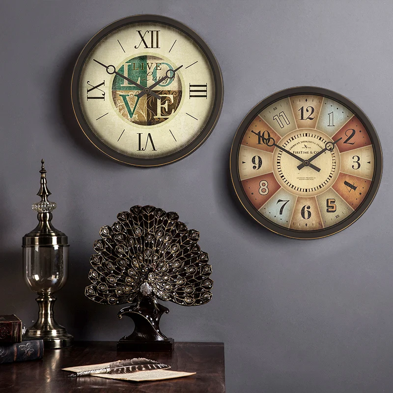 Винтажные настенные часы в американском стиле кварцевые креативные стильные для
