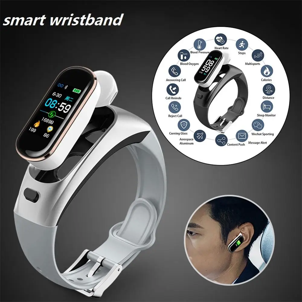 H109 2 в 1 спортивные Смарт часы Bluetooth беспроводные наушники пульсометр кровяное