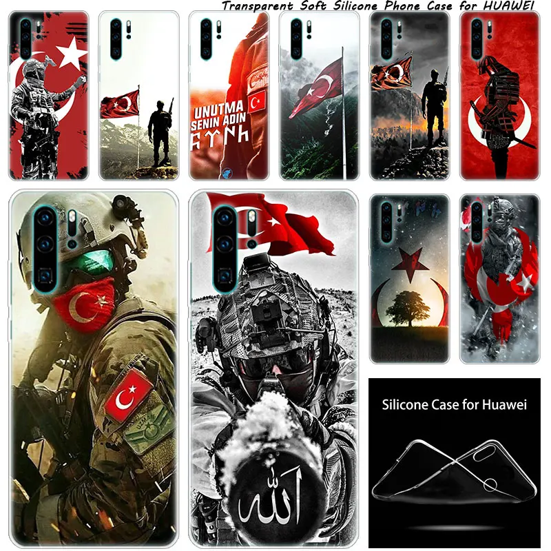Роскошный силиконовый чехол Турецкий флаг солдат для huawei NOVA 3 3i 5 5i P20 P30 Pro P9 P10 P8 Lite