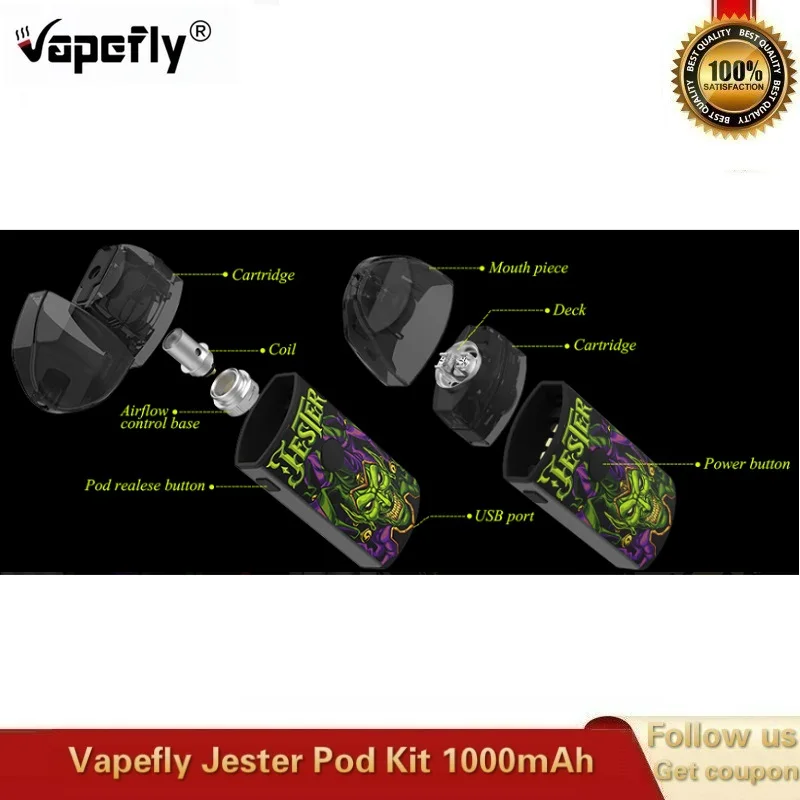 Оригинальный Vapefly Jester Pod Kit аккумулятор 1000 мА/ч 2 мл Ремонтный капельный контейнер