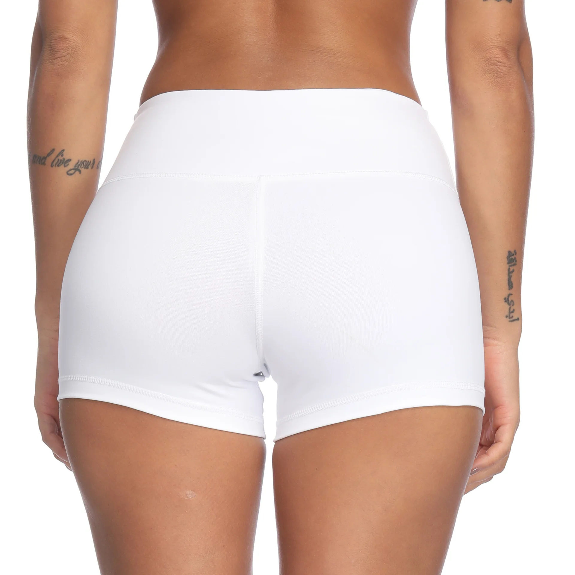 

with waistband JIGERJOGER High a pocket solid white black shorts yoga shorts outdoor running fitness tight sports bottom short